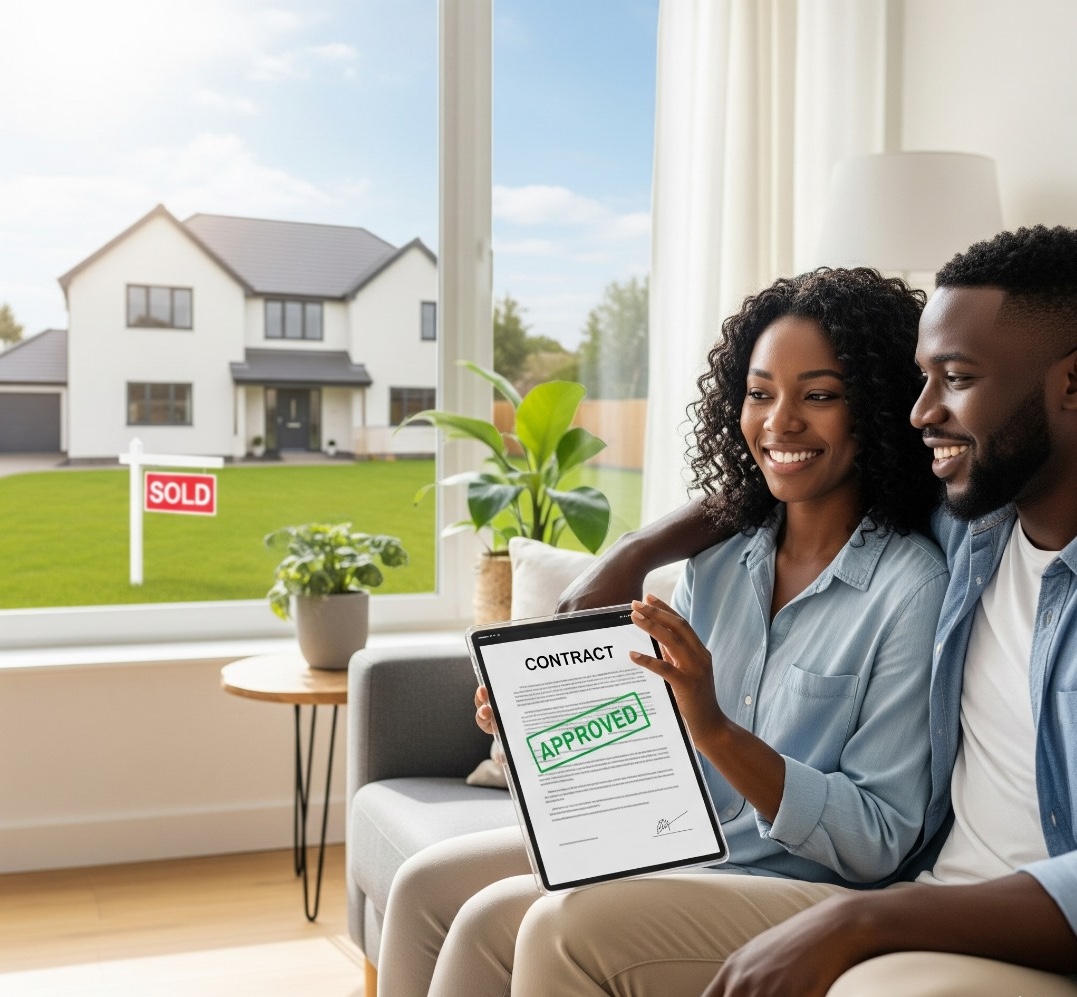 Modern house with a manicured lawn